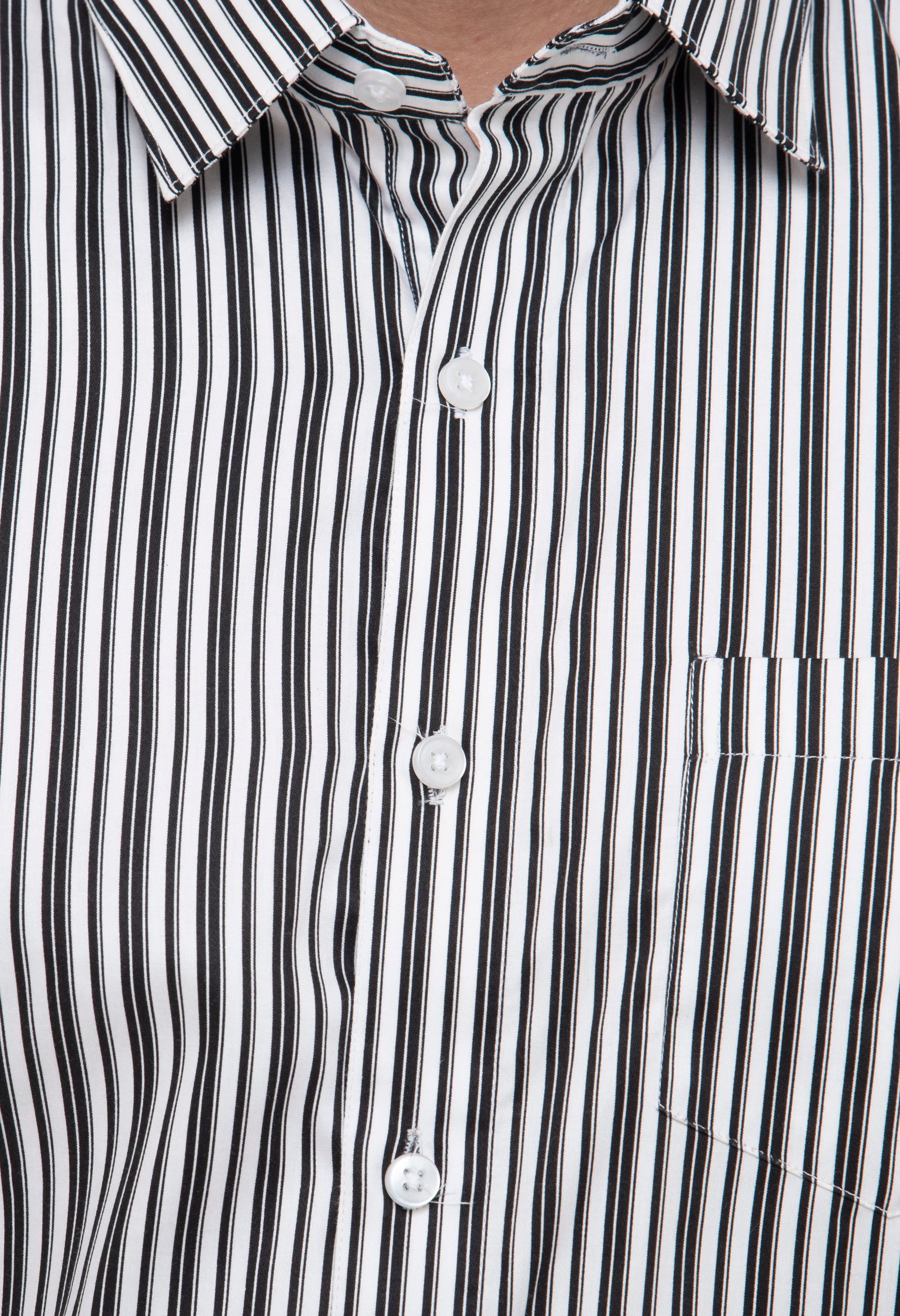 Aurum Luxe Men’s 100% Cotton Striped Shirt – Black & White Contrast