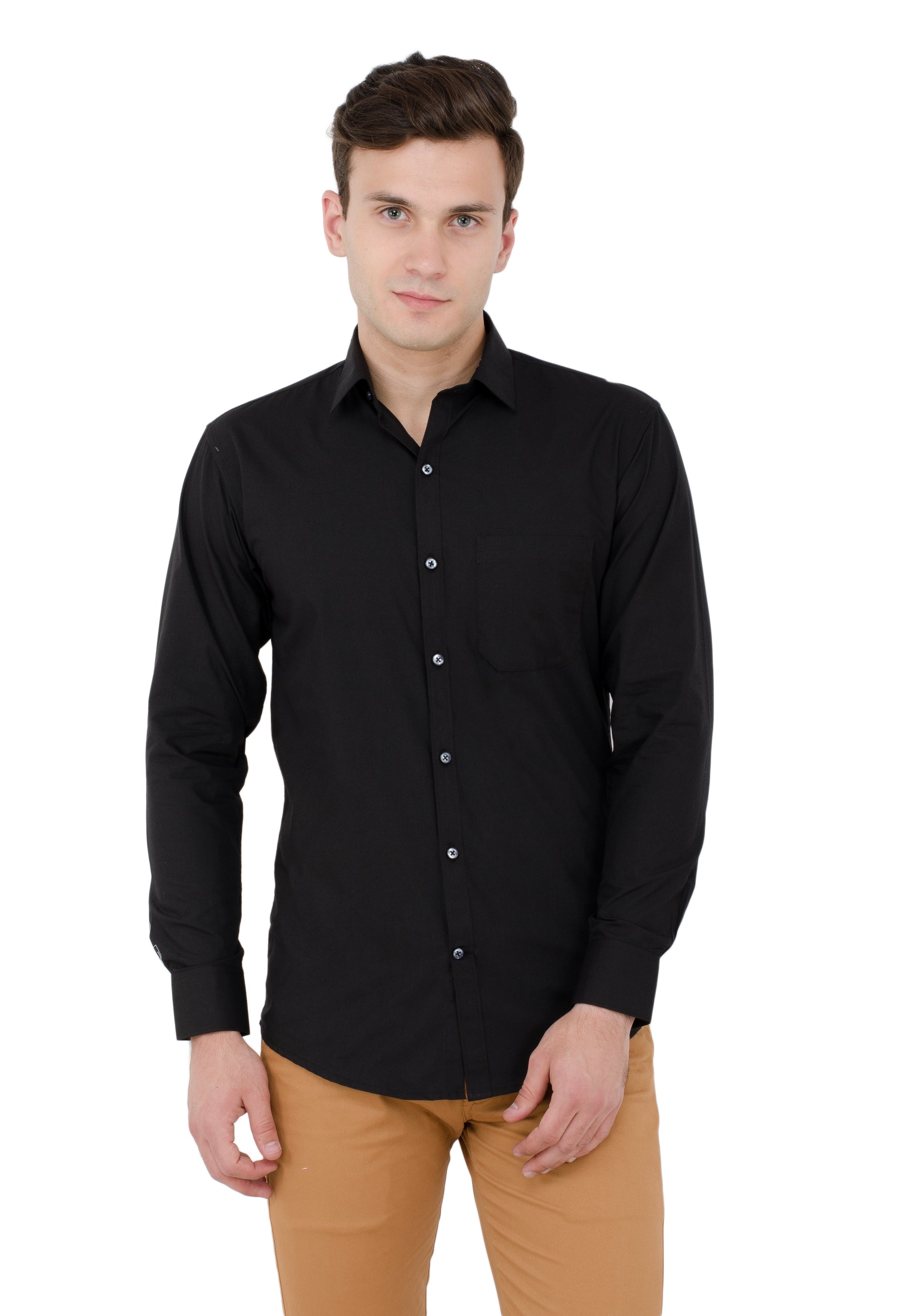 Aurum Luxe Men’s 100% Cotton – Classic Jet Black Shirt