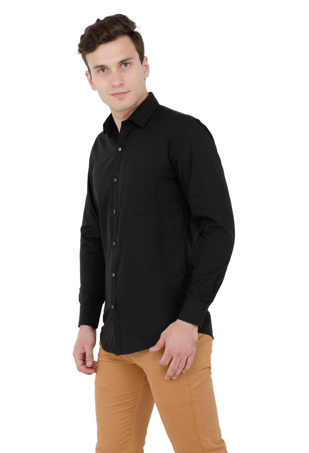 Aurum Luxe Men’s 100% Cotton – Classic Jet Black Shirt