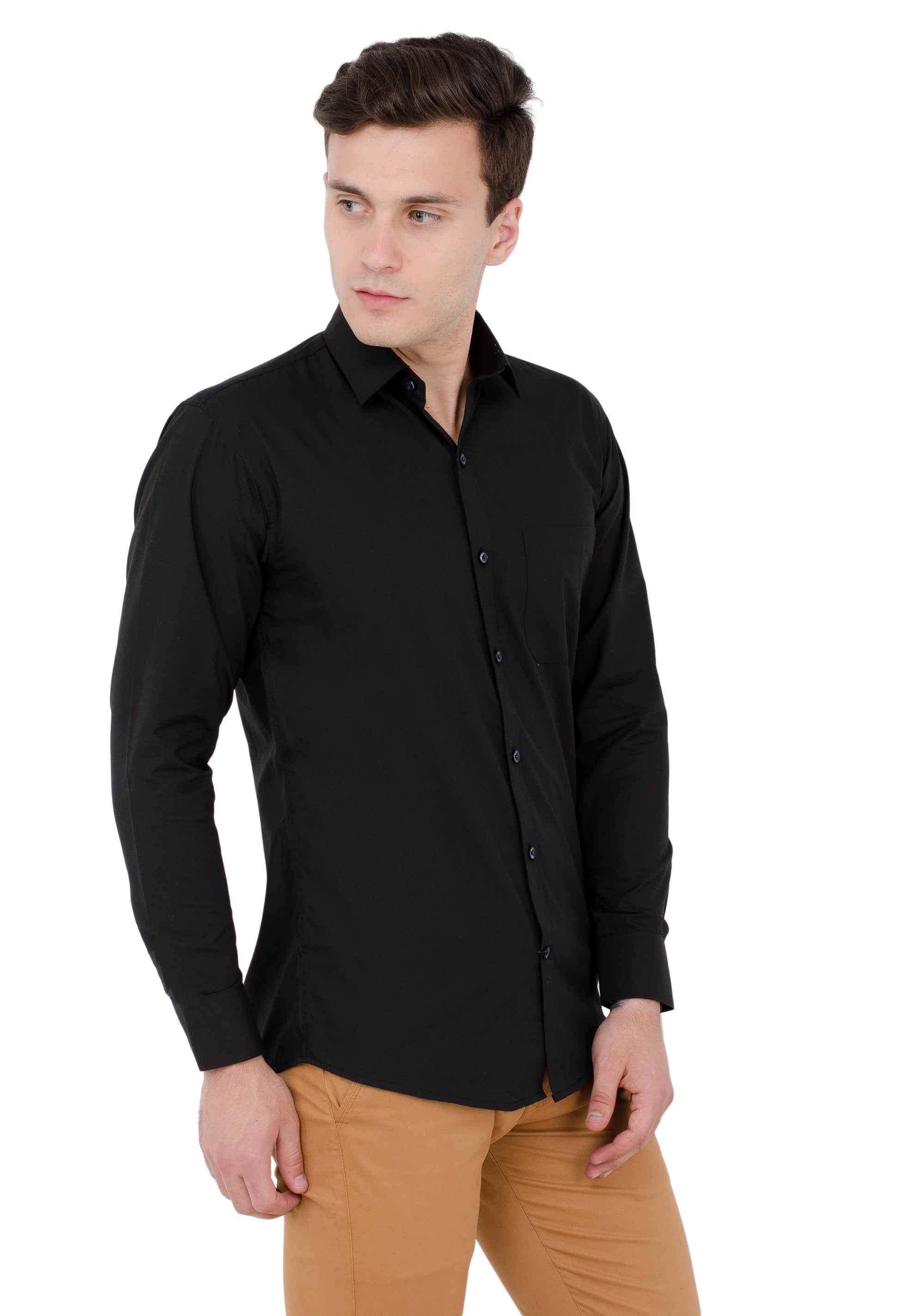 Aurum Luxe Men’s 100% Cotton – Classic Jet Black Shirt