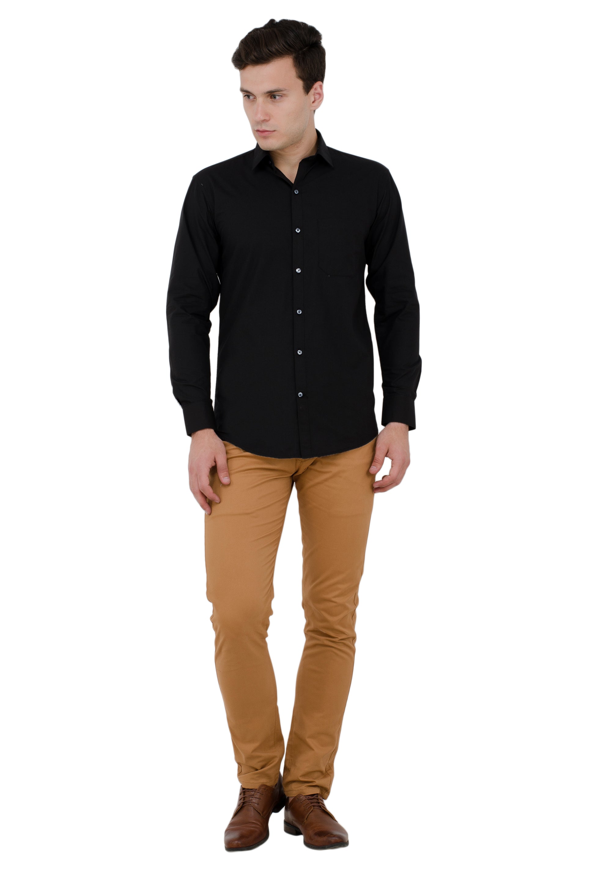 Aurum Luxe Men’s 100% Cotton – Classic Jet Black Shirt