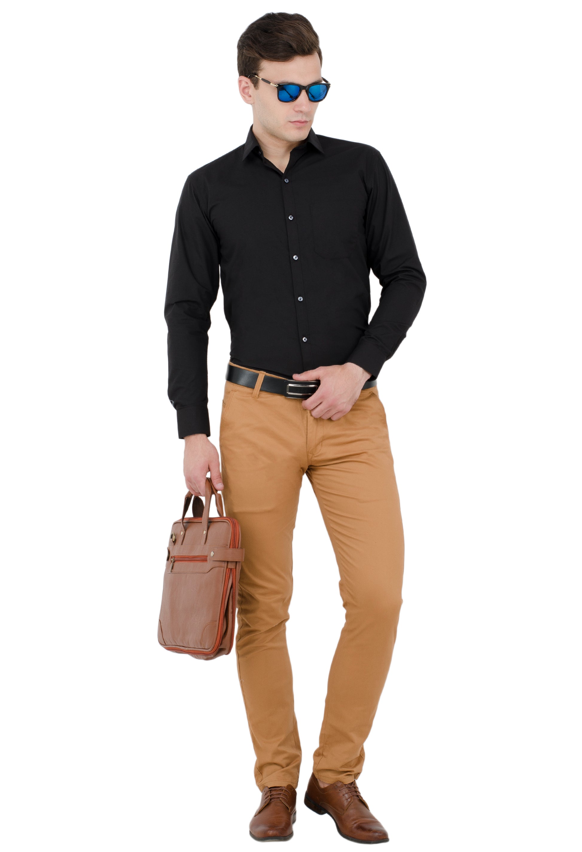 Aurum Luxe Men’s 100% Cotton – Classic Jet Black Shirt