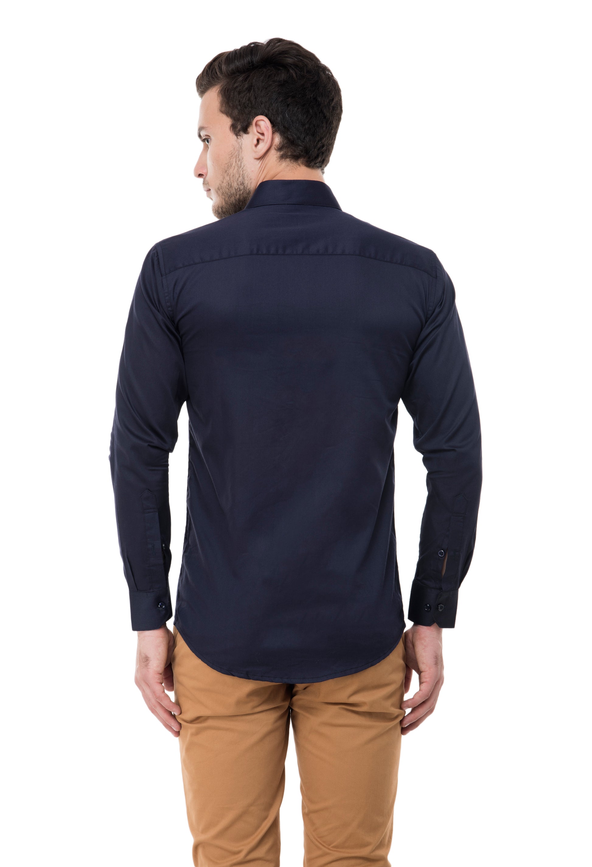 Aurum Luxe Men’s 100% Cotton Shirt – Midnight Navy