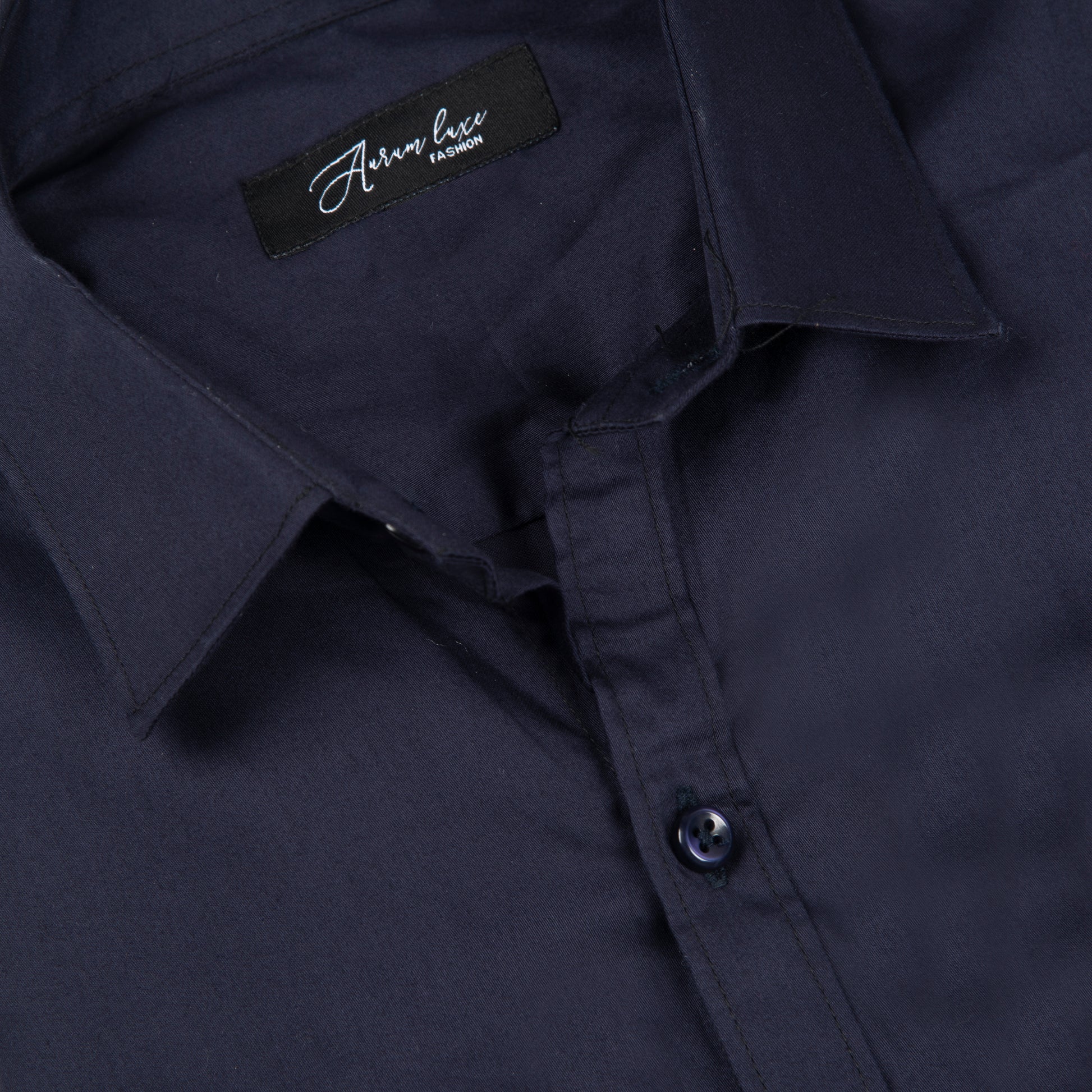Aurum Luxe Men’s 100% Cotton Shirt – Midnight Navy