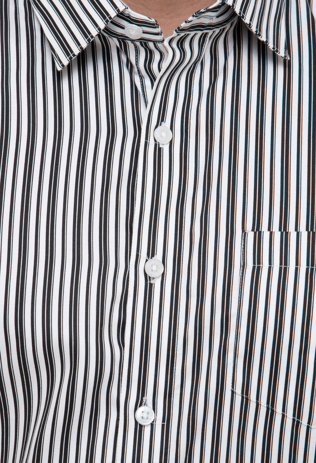 Aurum Luxe Men’s 100% Cotton Striped Shirt – Black & White Contrast