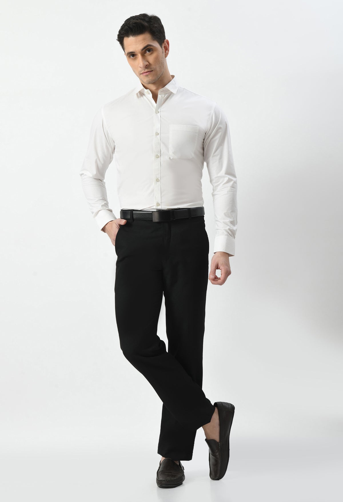 Men’s 100% Cotton White Formal Shirt – Tail | By Aurum Luxe