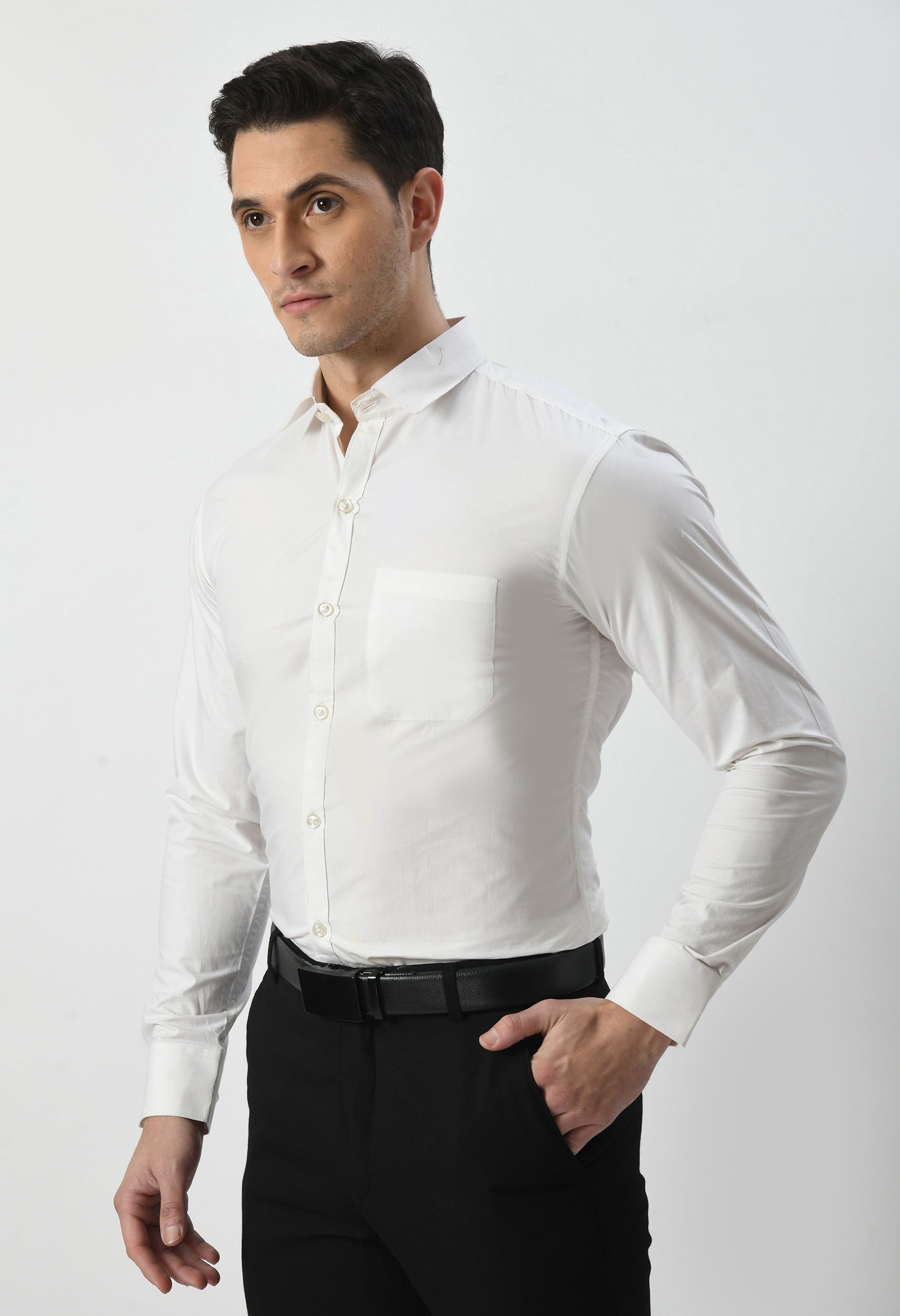 Men’s 100% Cotton White Formal Shirt – Tail | By Aurum Luxe