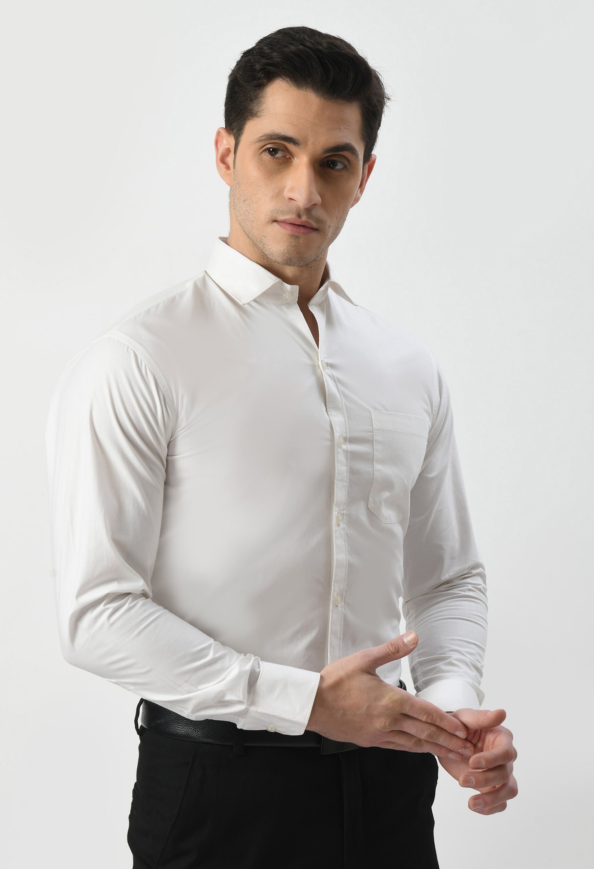 Men’s 100% Cotton White Formal Shirt – Tail | By Aurum Luxe