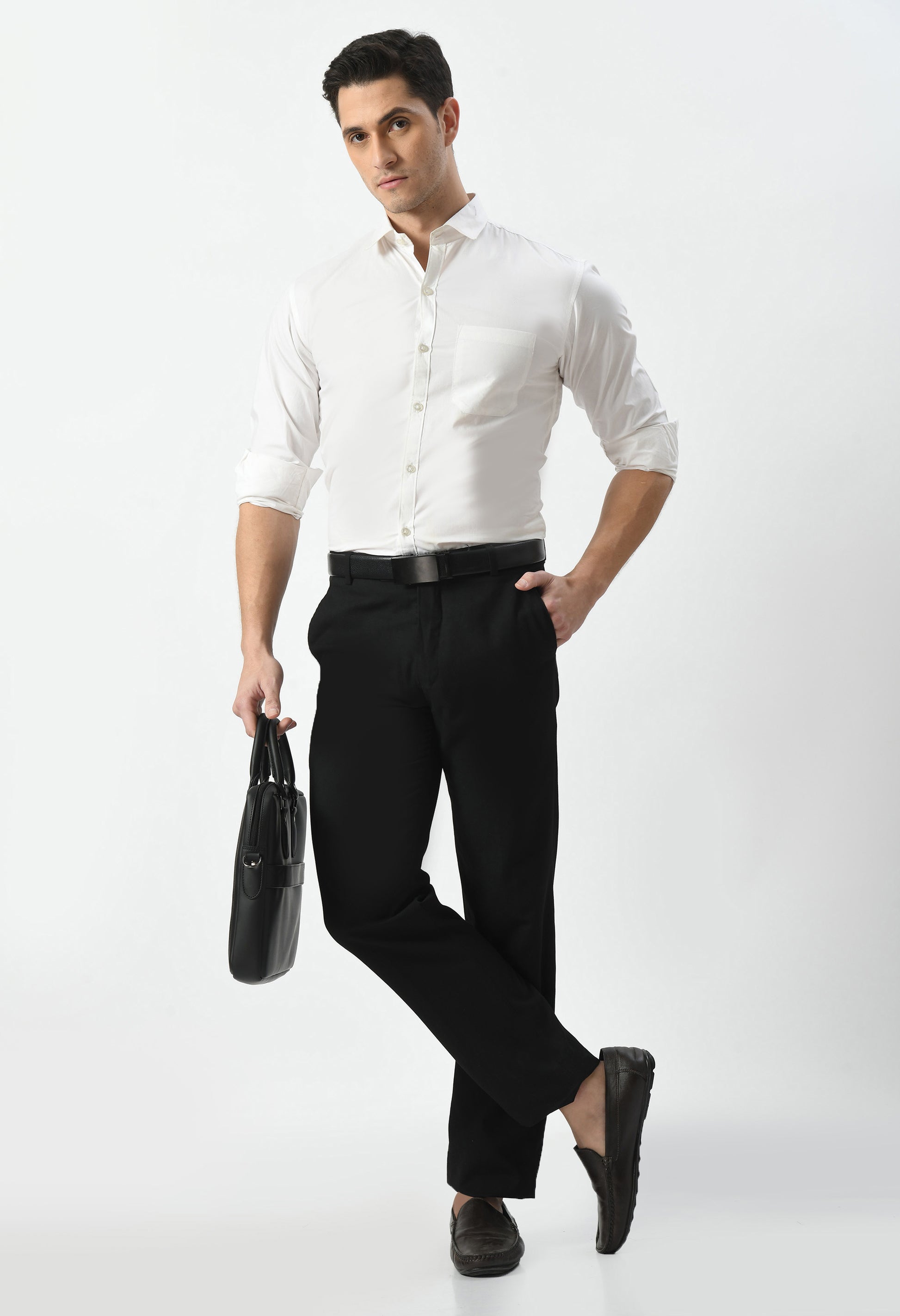 Men’s 100% Cotton White Formal Shirt – Tail | By Aurum Luxe