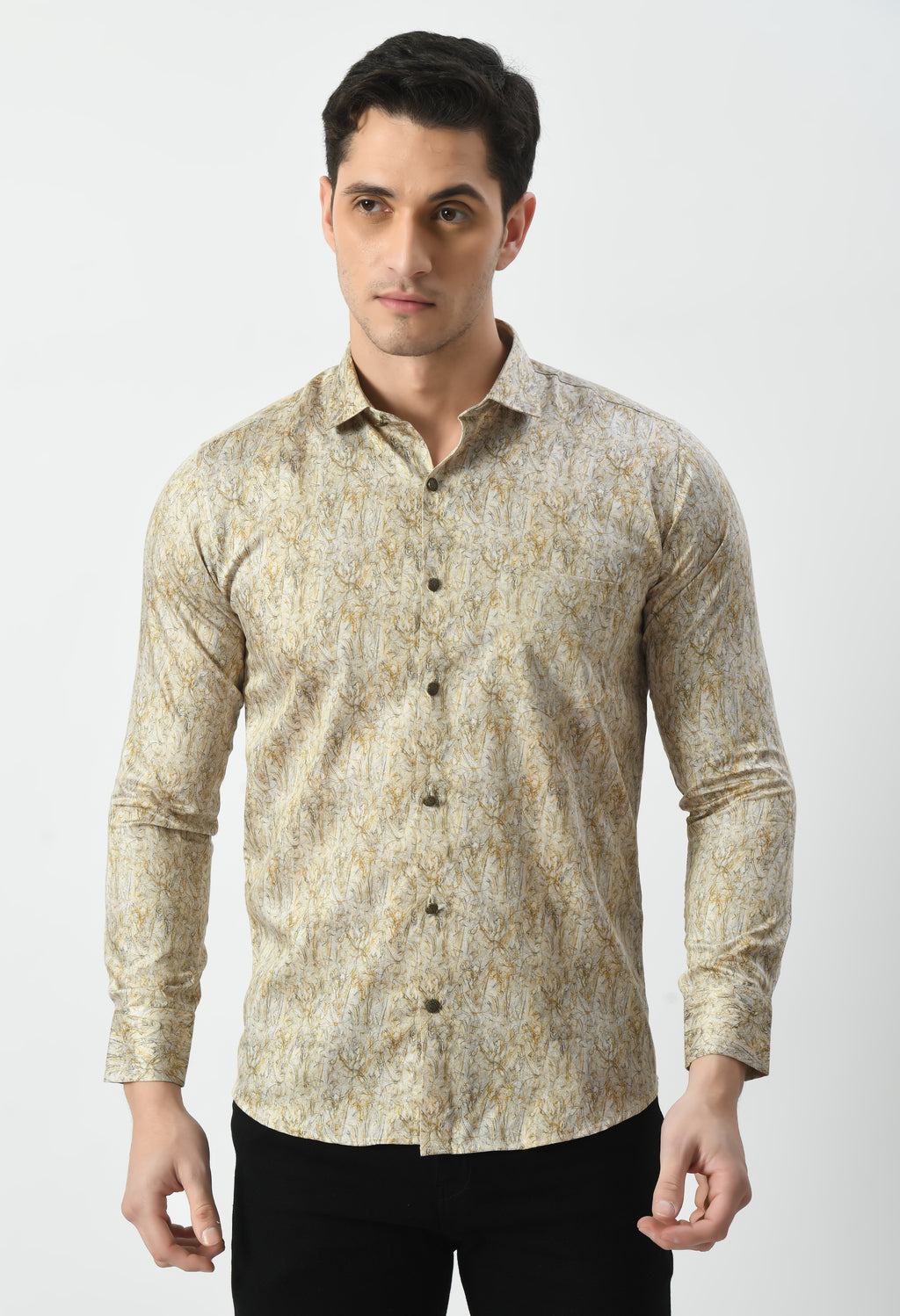 Men’s Artistic Botanical Print Shirt – 100% Premium Cotton
