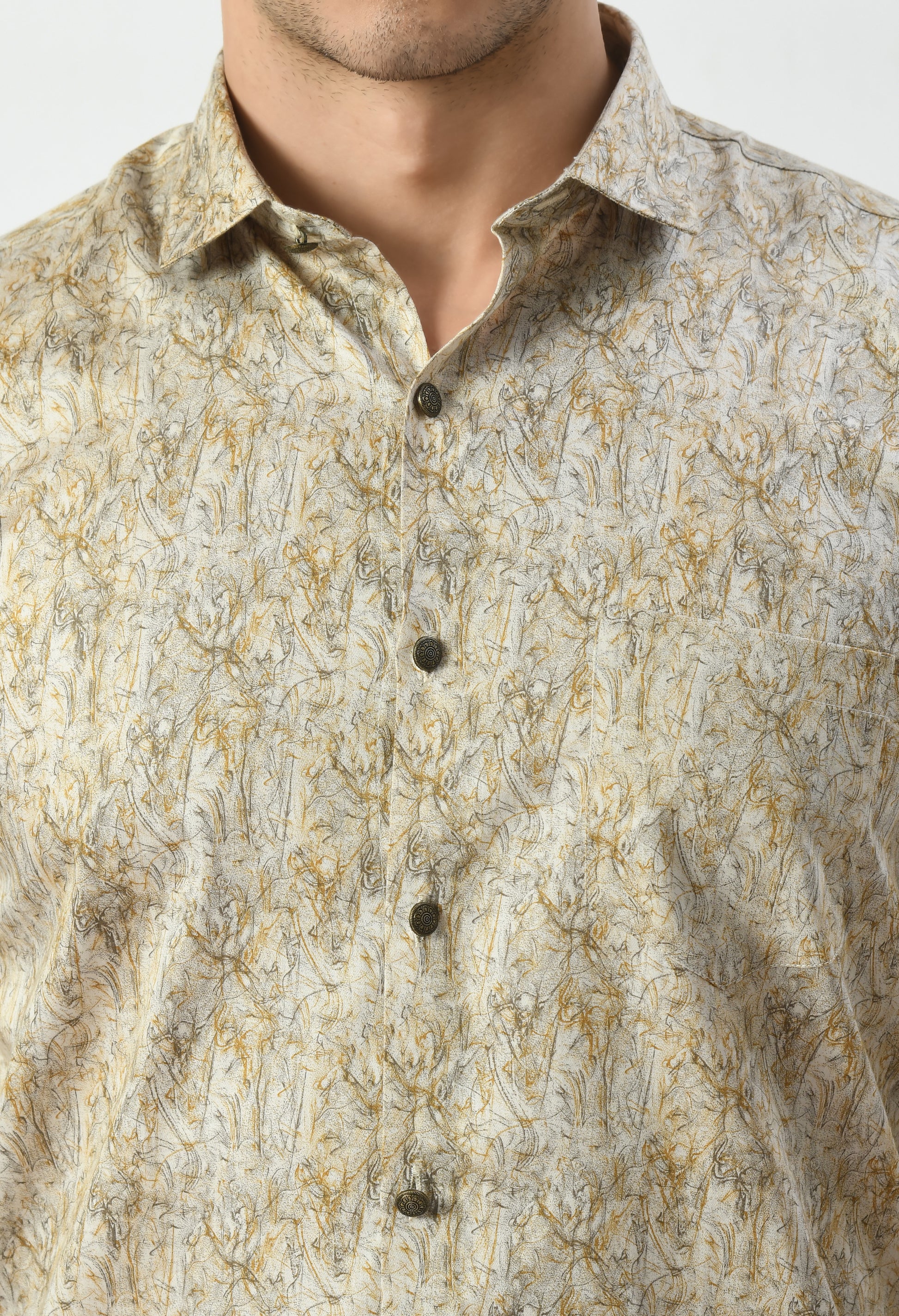 Men’s Artistic Botanical Print Shirt – 100% Premium Cotton