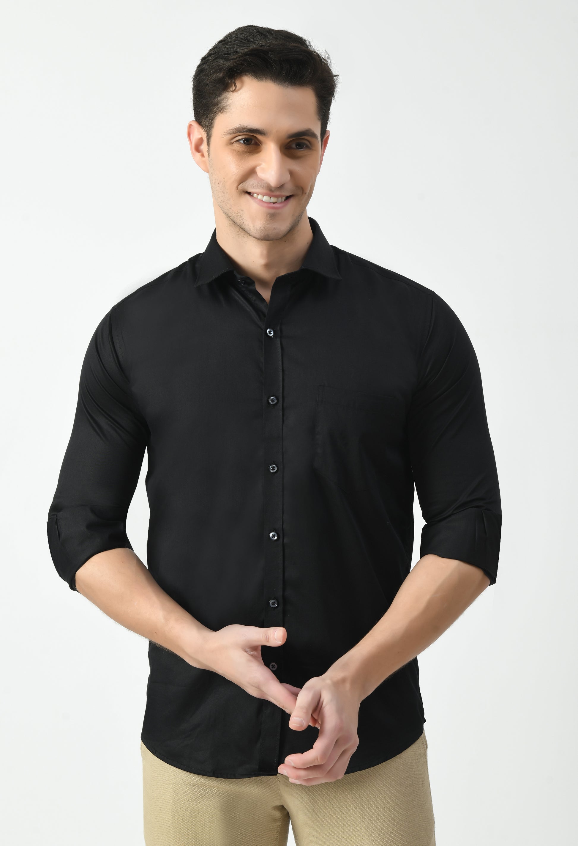 Men’s 100% Cotton Formal Shirt – Rust Orange Micro Print